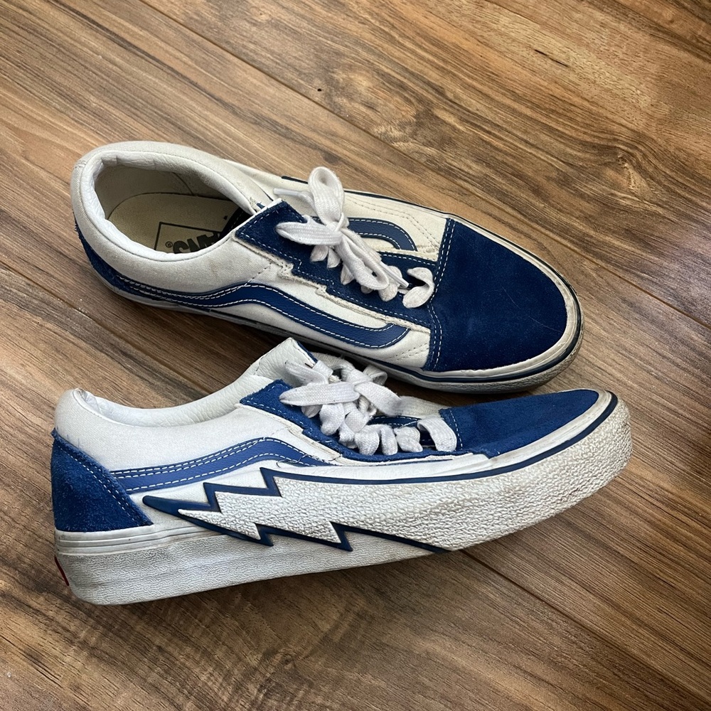 Blue and White Low-Top vans